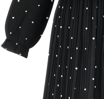 Women's Plus Size Polka Dot Long Sleeve Bohemian Maxi Dress