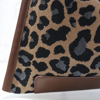 Leopard Print Canvas Shoulder Bag