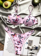 Women's Butterfly Print Bikini With Hard Cup Support