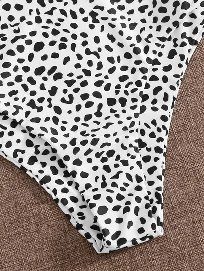 Women's Leopard Print Cut Out Underwire High Waist Bikini