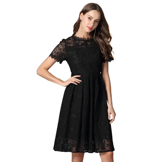 Women's Plus Size Little Black Summer Lace A Line Dress