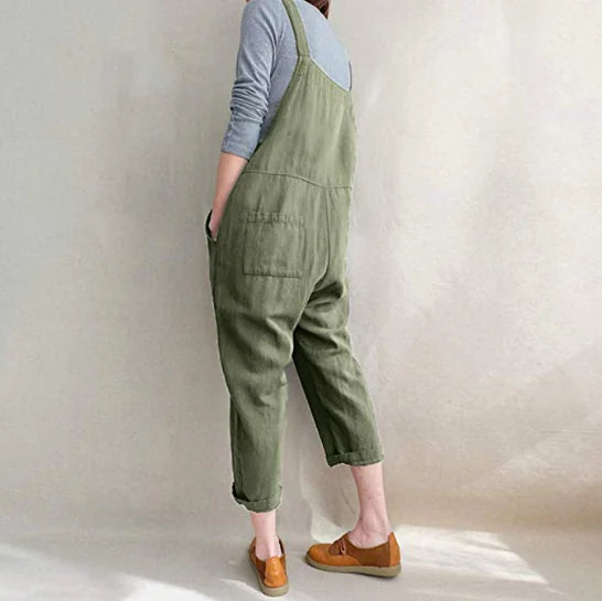 Women's Cotton Linen Overall Jumpsuit