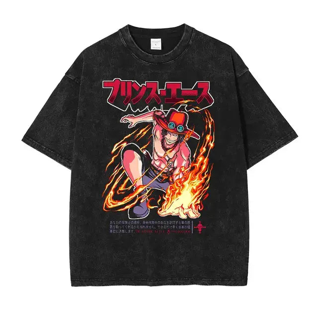 Anime One Piece Washed Oversized Tshirt
