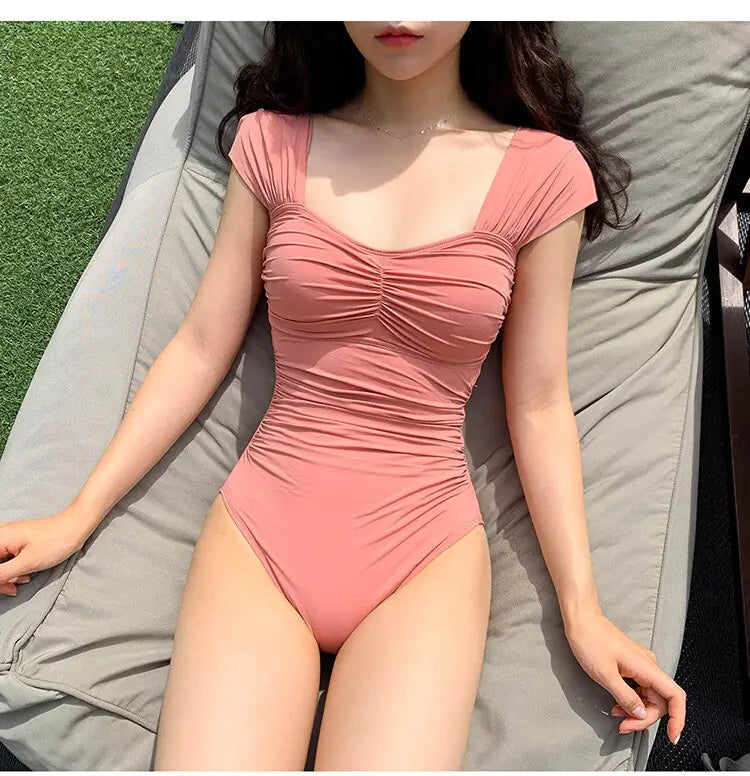 Women's Korean Bikini Cover Belly Slimming Small Breast Conservative Swimwear