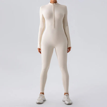 Women's High Elastic Zipper Yoga Jumpsuit