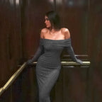 Slim Fit Off Neck Dress