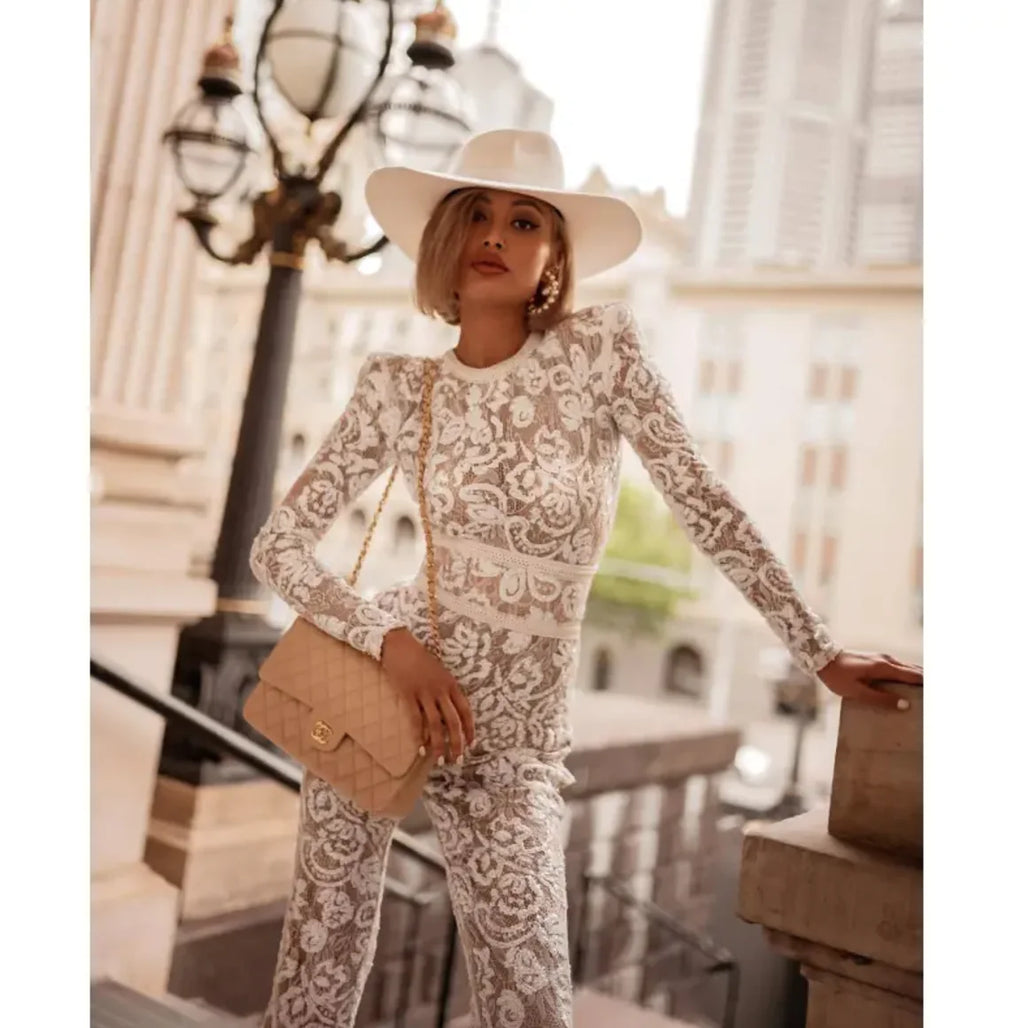 Women's Celebrity Style Lace Slim Jumpsuit