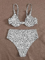 Women's Leopard Print Cut Out Underwire High Waist Bikini