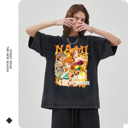 Anime One Piece Washed Oversized Tshirt