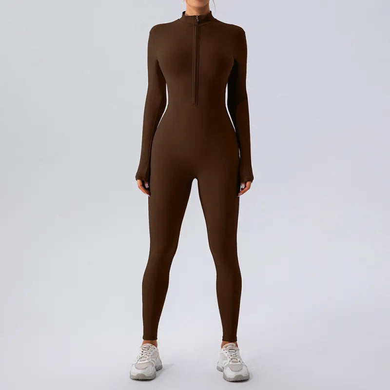 Women's High Elastic Zipper Yoga Jumpsuit