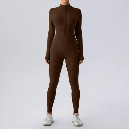 Women's High Elastic Zipper Yoga Jumpsuit