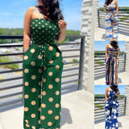 Women's Sleeveless Printed Tube Top Jumpsuit