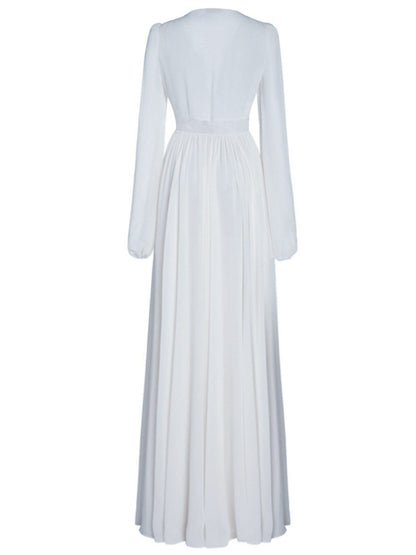 Women's Retro Style Slim White Dress With French Court Elegance