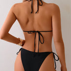 Women's Metal Bead Split Bikini Swimsuit