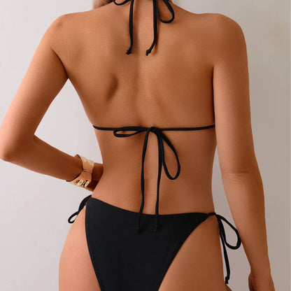 Women's Metal Bead Split Bikini Swimsuit