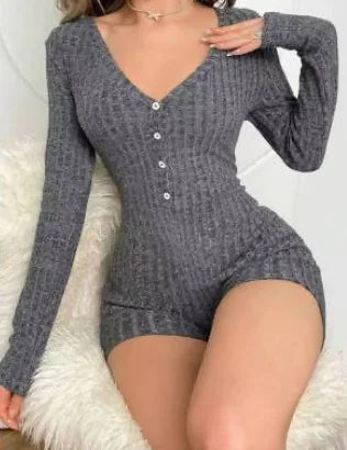 Women's Casual Slim Rib Knitted Jumpsuit
