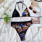Women's Purple Leopard & Black Bikini