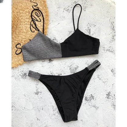 Women's Shiny Patchwork Bikini Set