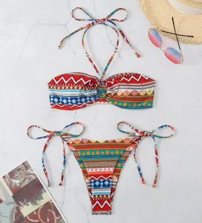 Women's Halter Split Bikini Swimsuit