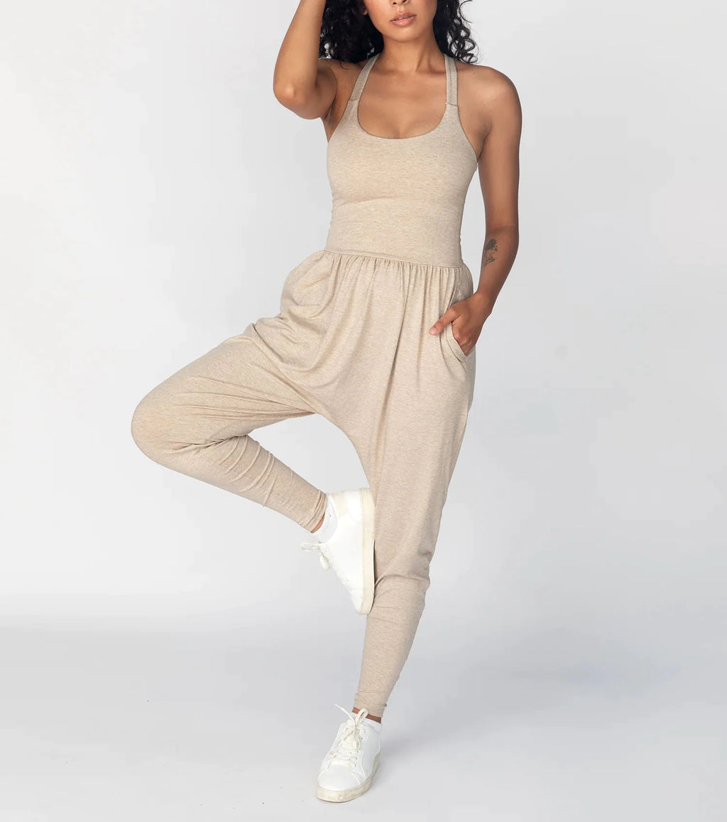 Women's U Neck Loose Jumpsuit