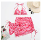 Women's Three Piece Floral Print Bikini Set