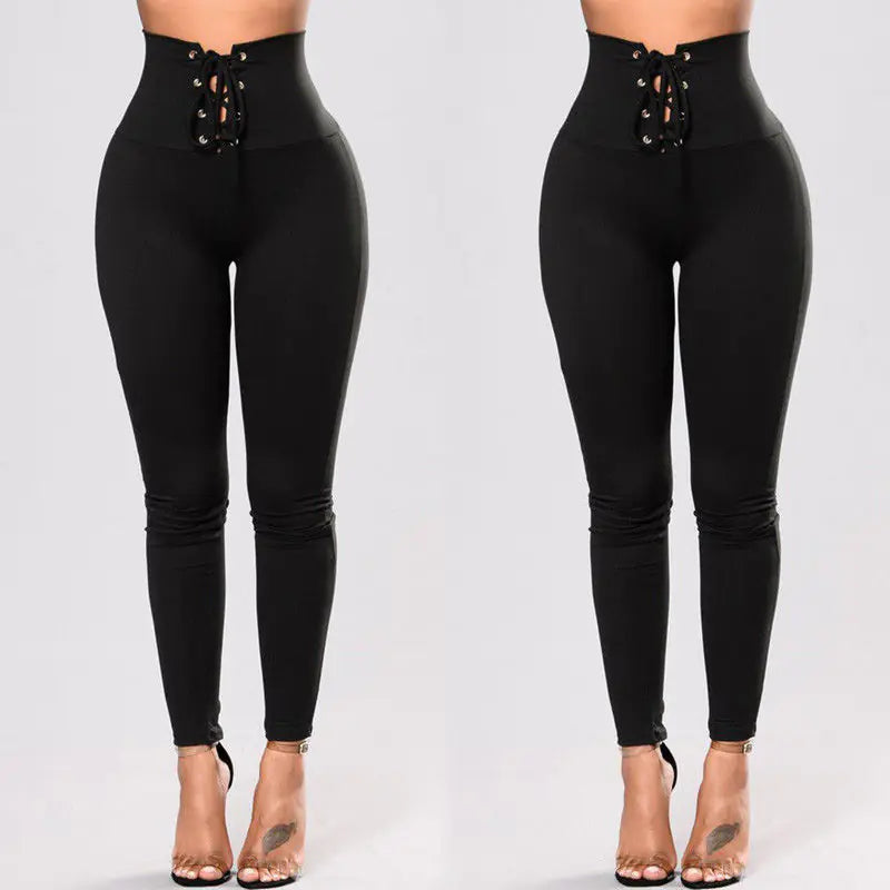 Women's Yoga Pants with Studded Waist Fashionable Activewear