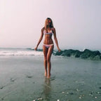 Women's Ribbed Zig Zag Tie Side Bikini