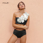 Women's Flower Bandeau Brazilian Bikini Set