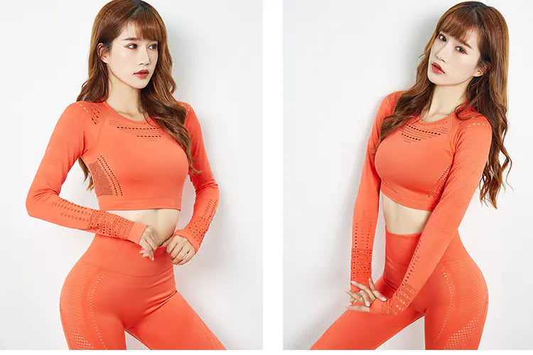 Women's Long Sleeve Yoga Set Plus Size Activewear