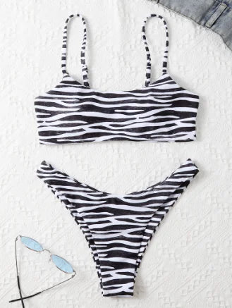 Women's Zebra Stripe Two Piece Bikini Set