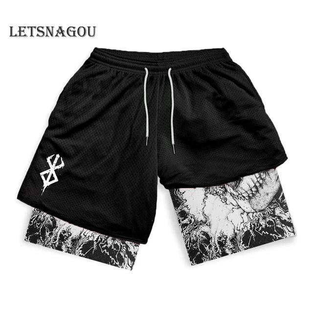 Anime Men's Berserk Activewear 2 In 1 Quick Dry Compression Shorts
