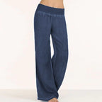 Casual Elastic Waist Denim Wide Leg Pants