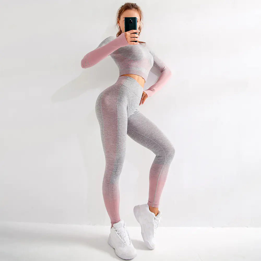 Women's Yoga Set Long Sleeve Seamless Breathable Activewear