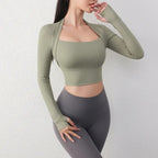 Women's Yoga Fitness Activewear Faux Two Piece Tops