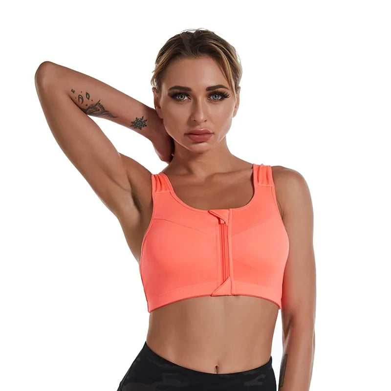Womens Zip Up Sports Bra