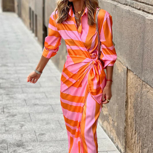Women's Striped Cardigan Dress
