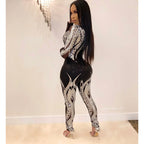 Women's Sequin Long Sleeve Sheer Jumpsuit