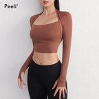 Women's Yoga Fitness Activewear Faux Two Piece Tops