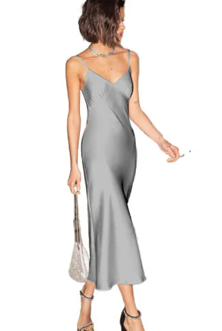Women's Silk Sleep & Long Strappy Dress
