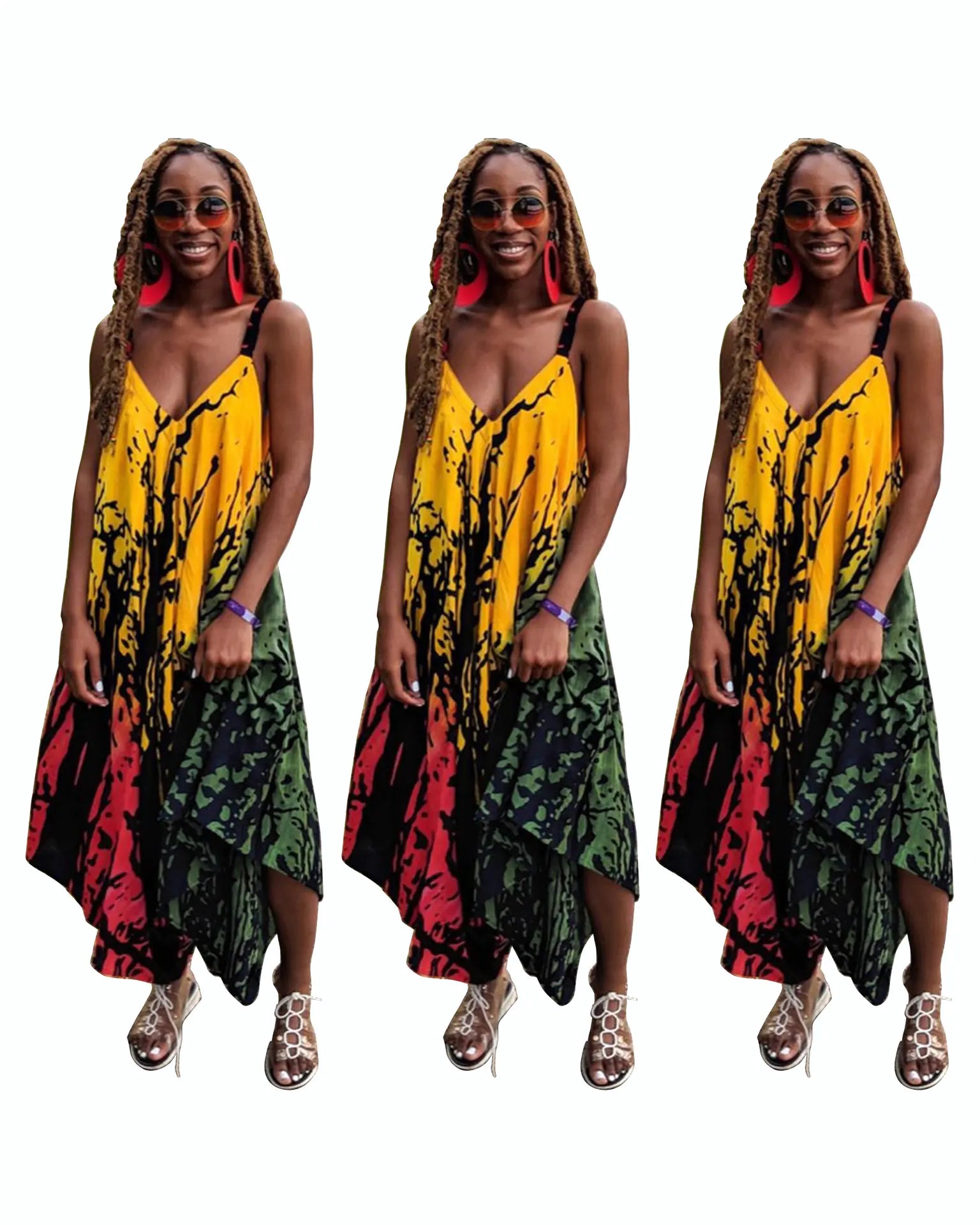 Women's Tricolor Fashion Printed Jumpsuit