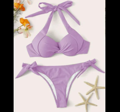 Women's Knotted Bandeau Bikini Set