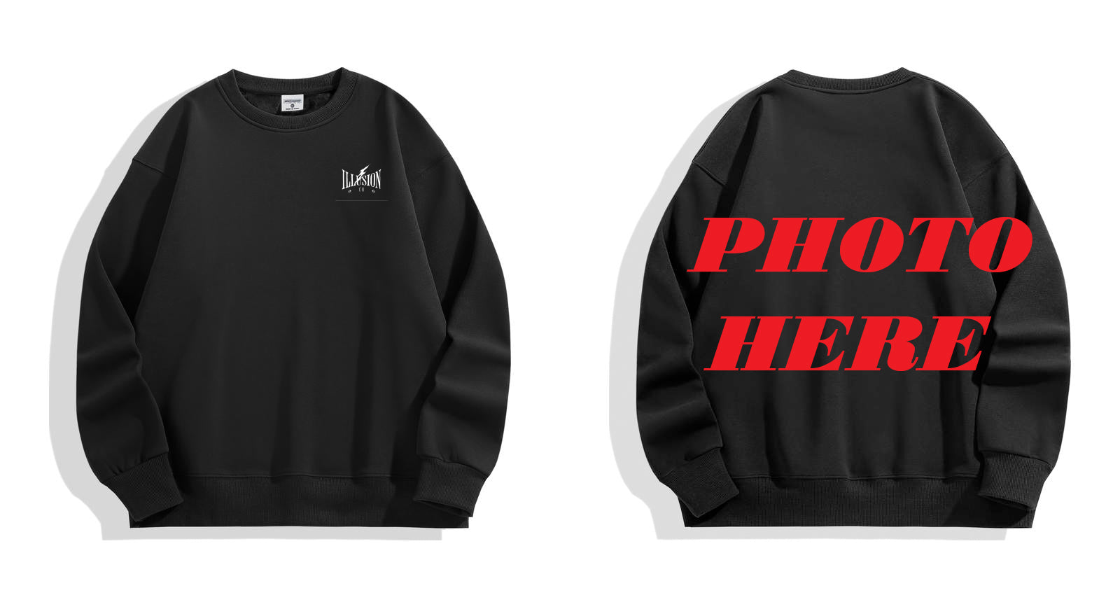 Custom Back ILLUSION CO Classic Logo Crewneck Sweatshirt