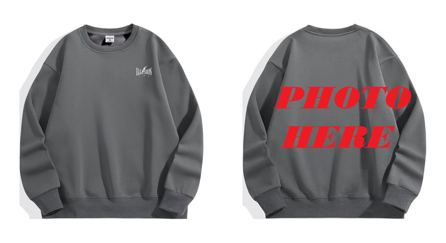 Custom Back ILLUSION CO Classic Logo Crewneck Sweatshirt