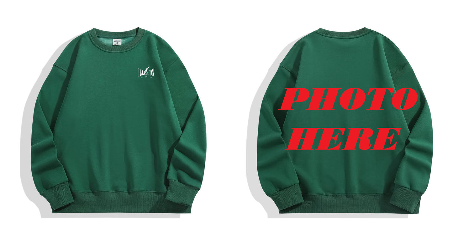 Custom Back ILLUSION CO Classic Logo Crewneck Sweatshirt