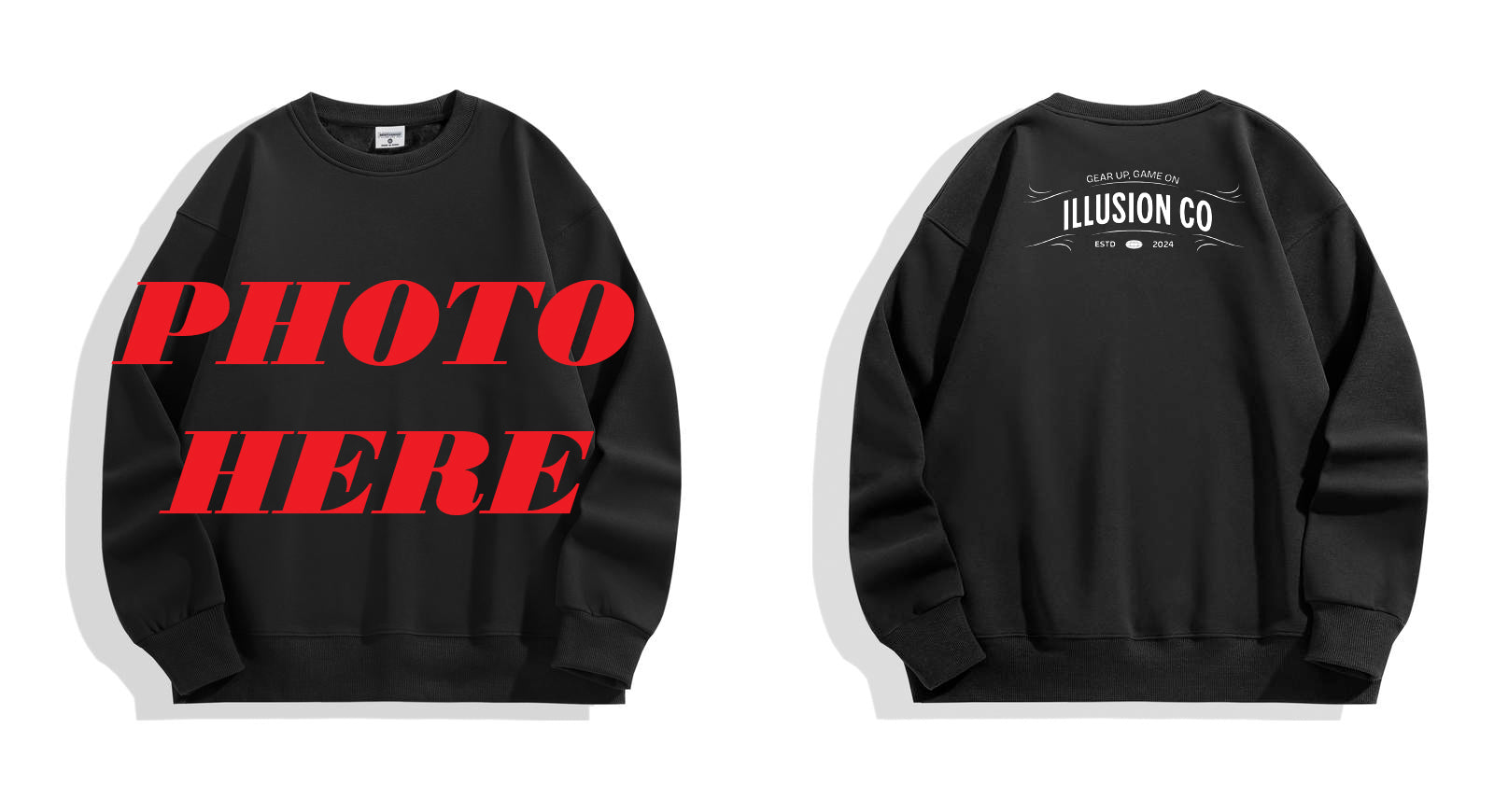 Custom Front ILLUSION CO Back Logo Crewneck Sweatshirt