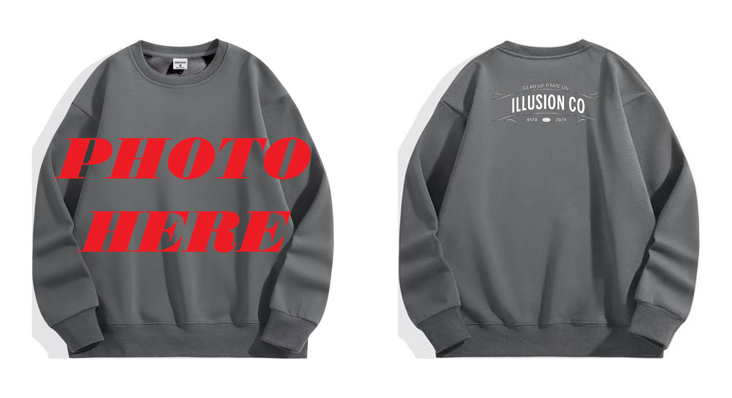 Custom Front ILLUSION CO Back Logo Crewneck Sweatshirt