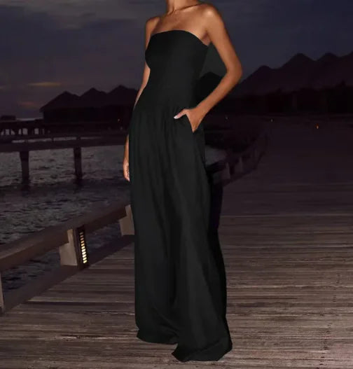 Women's Backless Wide Leg Jumpsuit
