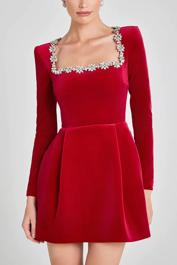 Women's Floral Rhinestone Dress