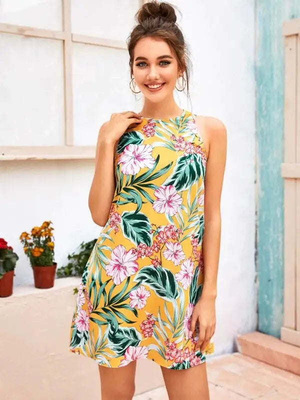 Women's Tropical Printed Dress Main image