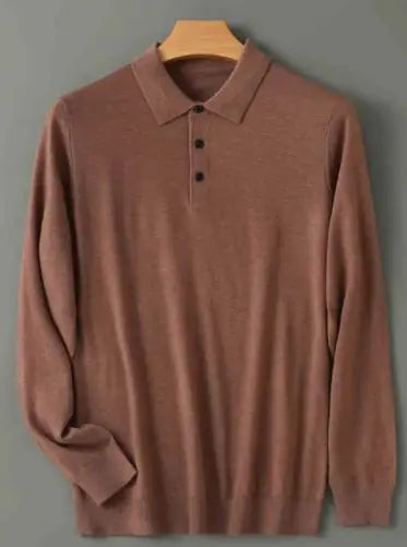 Men Long Sleeved Knitted Shirt